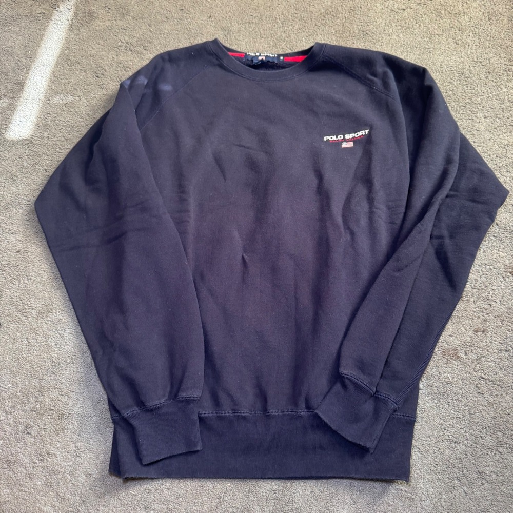 Vintage Polo Sport Ralph Lauren Sweatshirt Navy Blue Crewneck Mens Medium Logo